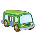 green baby bus, toy, cartoon illustration, isolated object on white background, vector Royalty Free Stock Photo