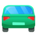 Green back car icon, cartoon style