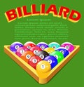 Green background with balls for billiards