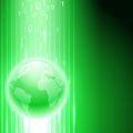 Green background with binary code to the globe. Royalty Free Stock Photo