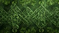 Green background with Celtic patterns