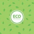 Green background with eco friendly label, leaf pattern