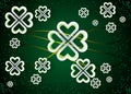 Green background with four leaf clovers, St. Patrick s Day background illustration