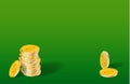 Green background with gold coins