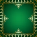 Green vector background with golden victorian ornament