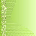 Green background with grid and small white flowers for spring advertising design