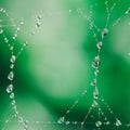 Morning spring or summer dew on a spider web Royalty Free Stock Photo