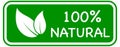Green background 100 percent natural vector logo or icon, hundrad percent natural logo Royalty Free Stock Photo