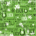 Green background for Patricks day with shamrocks