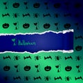 Green background with pattern of Halloween characters Royalty Free Stock Photo