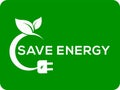 Green background Save energy leaf logo