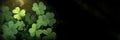 Green background with three-leaved shamrocks, Lucky Irish Four Leaf Clover in the Field for St. Patricks Day holiday symbol Royalty Free Stock Photo