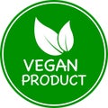 Green background Vegan product vector logo or icon Royalty Free Stock Photo