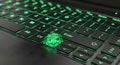 Green backlit keyboard with custom keycap Royalty Free Stock Photo