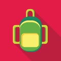Green backpack icon in flat style Royalty Free Stock Photo