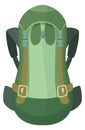 Green backpack. Traveller bag. Outdoor hiking icon