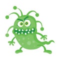 Green Bacteria Cartoon Vector Character Icon