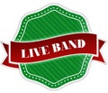 Green badge with LIVE BAND text on red ribbon.