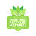 Green badge signifying the use of recycled material in product manufacturing