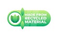 Green badge signifying the use of recycled material in product manufacturing