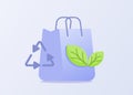 Green bag concept leaf recycling symbol on shopping bag white isolated background with flat style Royalty Free Stock Photo