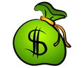 Green Bag of Money Dollar Sign