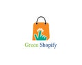 Green bag online shop logo template vector