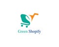 Green bag online shop vector logo design Royalty Free Stock Photo