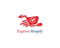 Green bag online shop vector logo design Royalty Free Stock Photo