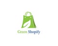 Green bag online shop vector logo design