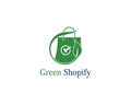 Green bag online shop vector logo design Royalty Free Stock Photo