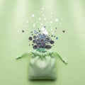 Green Bag with Sparkling Contents Royalty Free Stock Photo