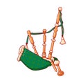 Green bagpipes icon, cartoon style