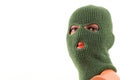 Green balaclava mask on manikin's head Royalty Free Stock Photo