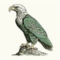 Vintage Eagle Art Print With Detailed Engraving - Classic Americana Illustration Royalty Free Stock Photo