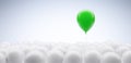 Green Balloon floating over white Balloons