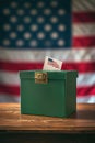 Green Ballot Box for Election Campaign, Political Vote, American Electoral Event, Mayor President Governor Senate Congress