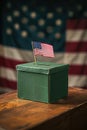 Green Ballot Box with US Flag, Election Campaign, Political Vote, Electoral Event, President Governor Senate Congress National