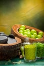 Green balls - bath salt and spa stones Royalty Free Stock Photo