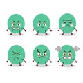 Green baloon cartoon character with various angry expressions