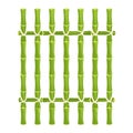 Green bamboo fence with rope in cartoon style isolated on white background. Natural barrier from sticks, planks. Rustic