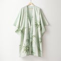 Green Bamboo Kimono With Soft Hues - Digital Print