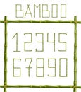 Green bamboo numerals inside of poles frame on white background Royalty Free Stock Photo