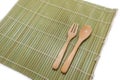 Green bamboo place mat on white background Royalty Free Stock Photo