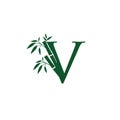 Green Bamboo V Letter Logo