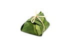 Green banana leaf wrap food for carrying. Thai stye dessert package background