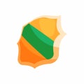 Green band shield icon, cartoon style Royalty Free Stock Photo