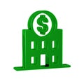 Green Bank building icon isolated on transparent background.