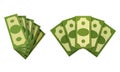 Green Banknotes or Pieces of Money Vector Set Royalty Free Stock Photo