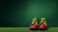 Green banner with clown shoes